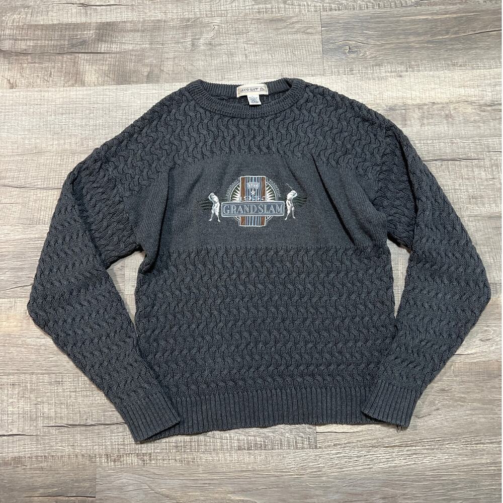 Grand Slam VTG Munsingwear Golf Crew Neck 3D Knit Sweater Mens Large Graphic